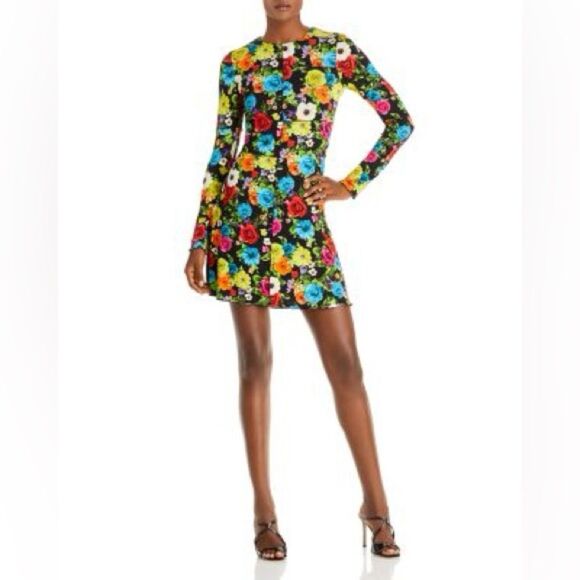NWT Alice & Olivia Delora Floral Printed Long Sleeve Paneled Mini Dress Size 8 - Picture 4 of 12